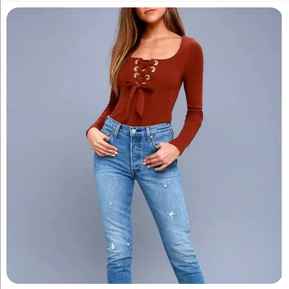 Free People Long Sleeve Top Rust